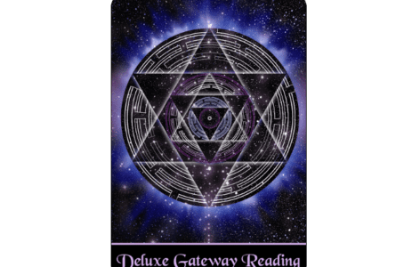A purple and black tarot card with a star in the center.