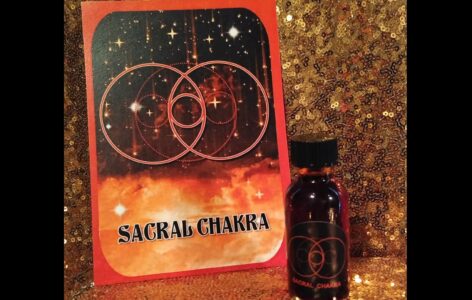A bottle of oil and an astrological sign.